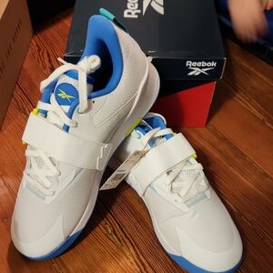 Reebok Kids White Sneakers with Blue Highlights